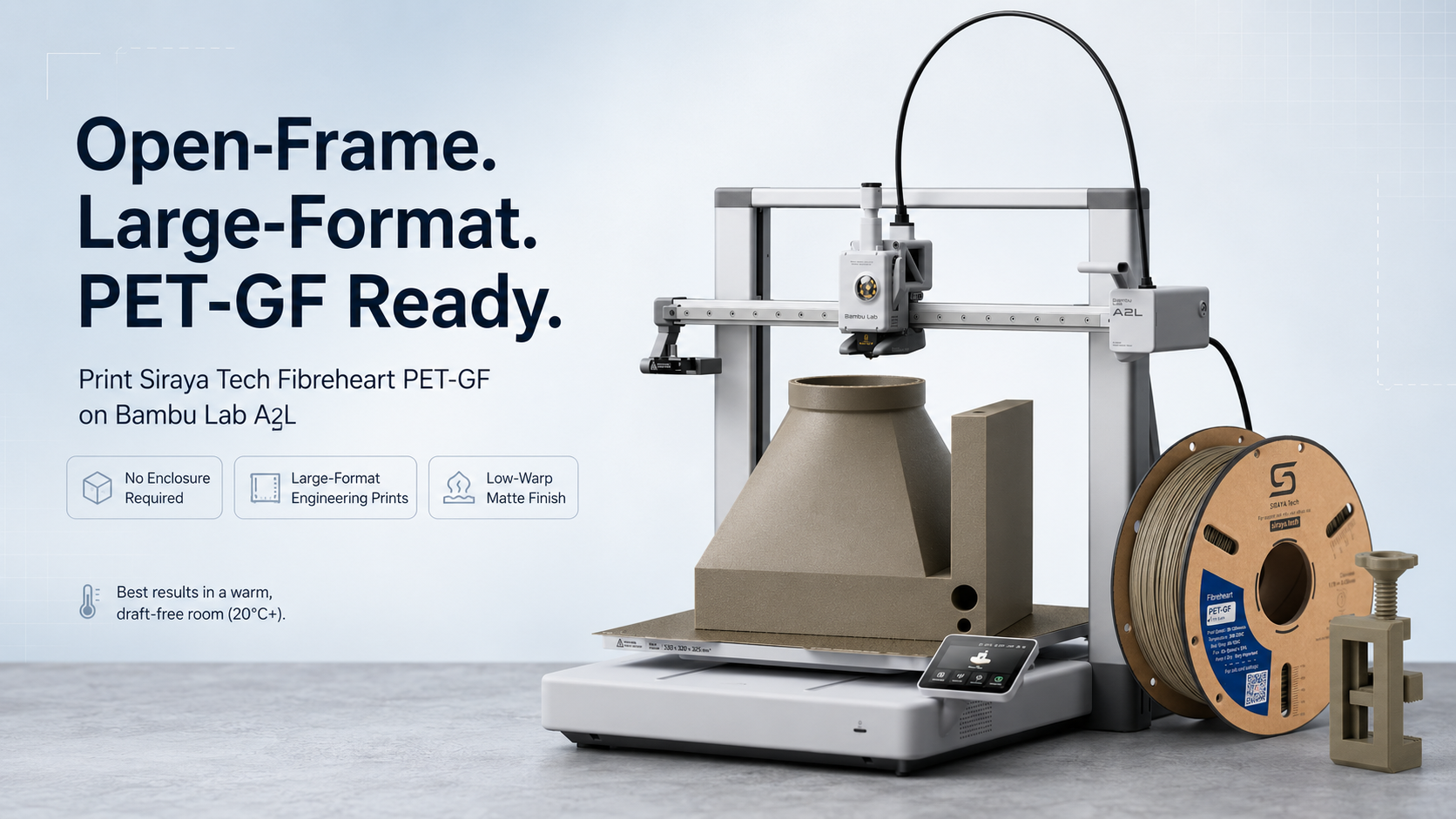 Big Prints, Open Frames: How to Flawlessly Print Siraya Tech PET-GF on the New Bambu Lab A2L