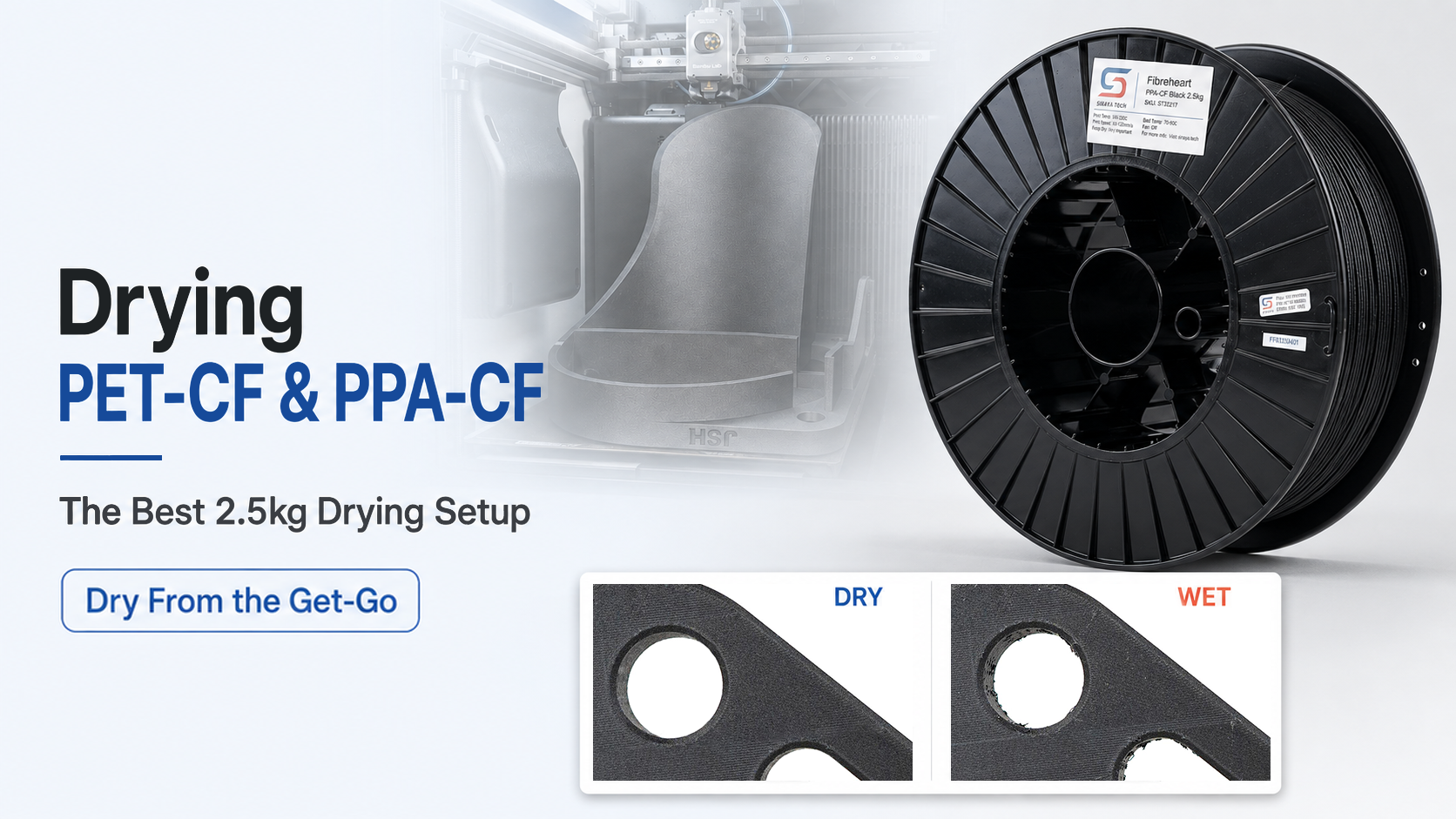 Drying PET-CF and PPA-CF: Why the Polymaker PolyDry XL is the Best 2.5kg Solution