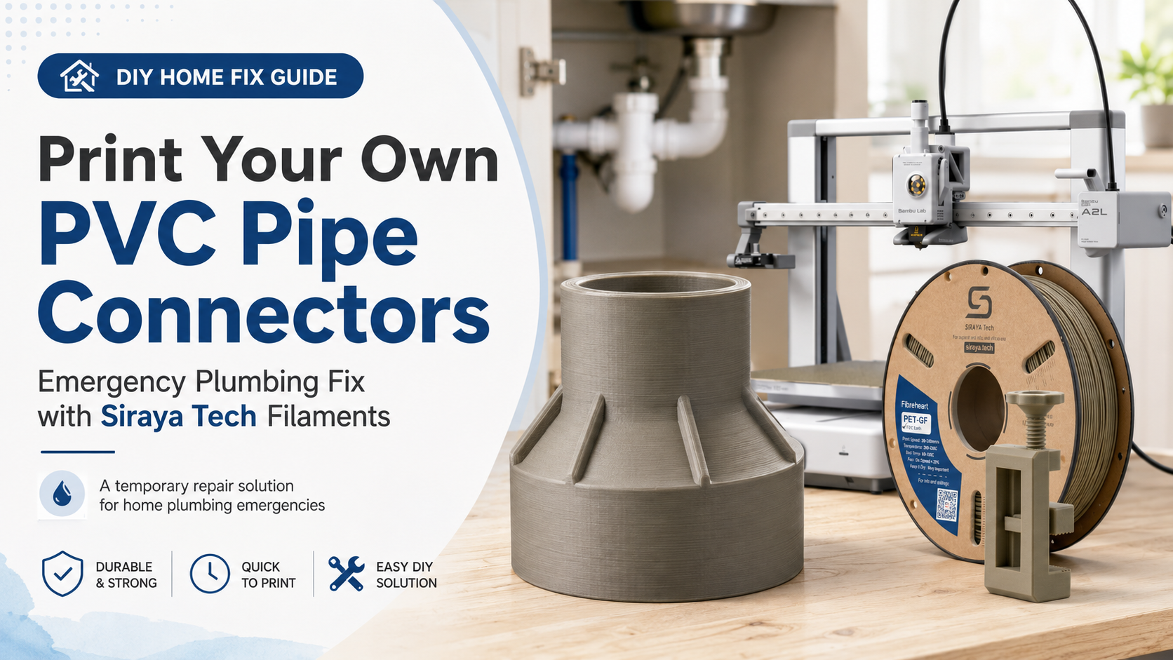 Emergency Home Improvement: How to 3D Print Temporary PVC Pipe Connectors Using Siraya Tech Engineering Filaments