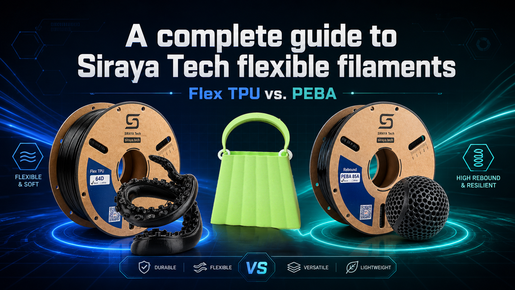 Siraya Tech Flex TPU vs. Rebound PEBA: Which High-Performance Flexible Filament is Right for Your Project?