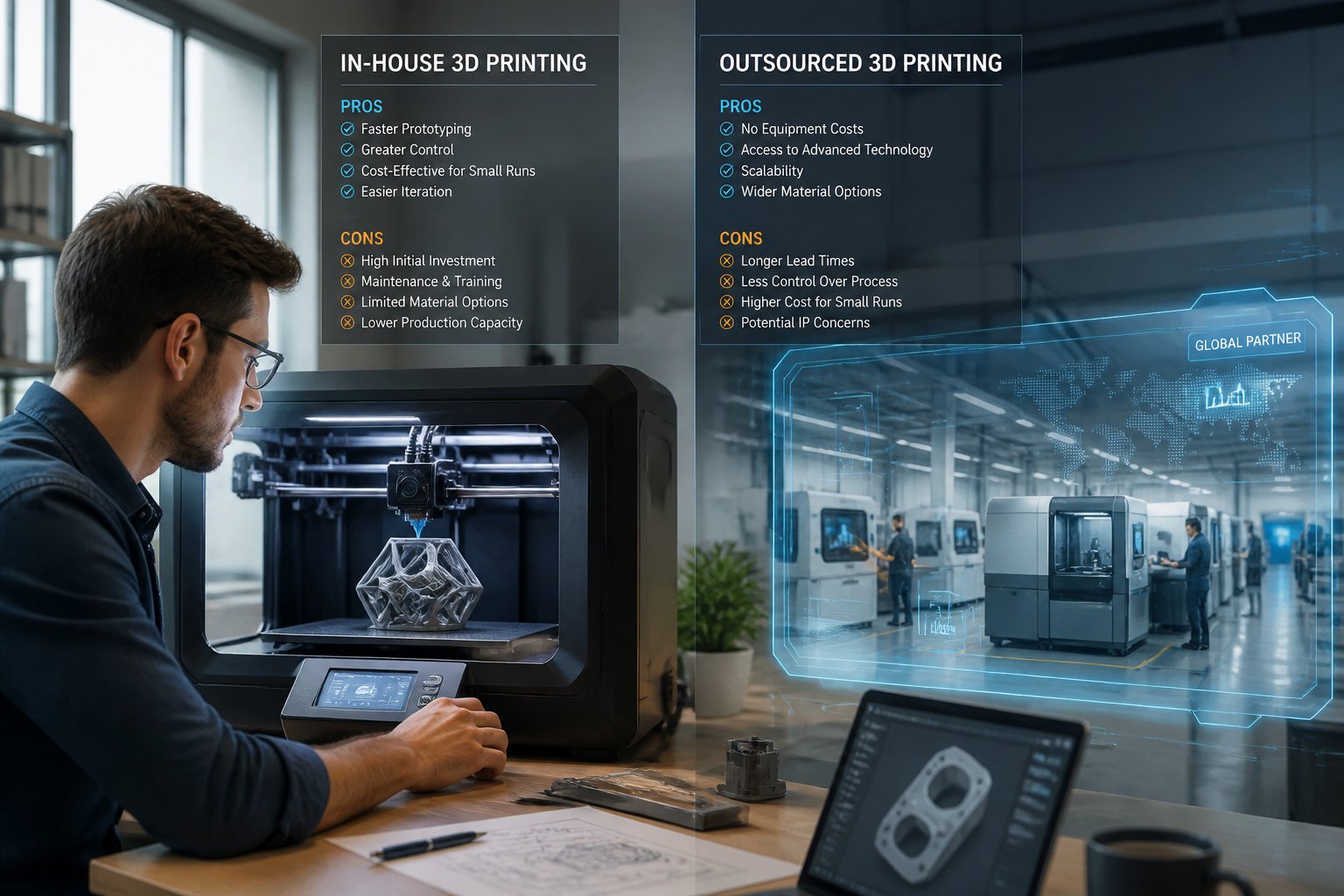 in-house vs outsourced 3d printing