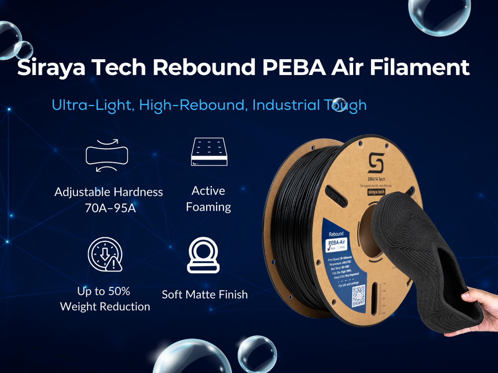 Peba Material Rebound PEBA Air 70A-90A - Foamed Elastic Filament for FDM 3d Printing